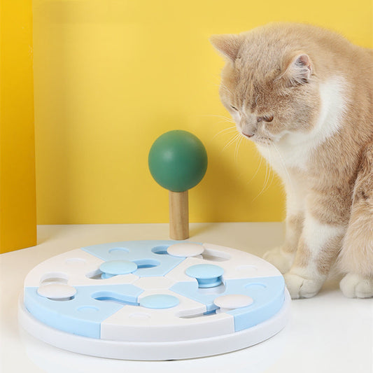 KFX-7734461 Interactive Blue and White Jigsaw Puzzle Feeding Tray for Dogs