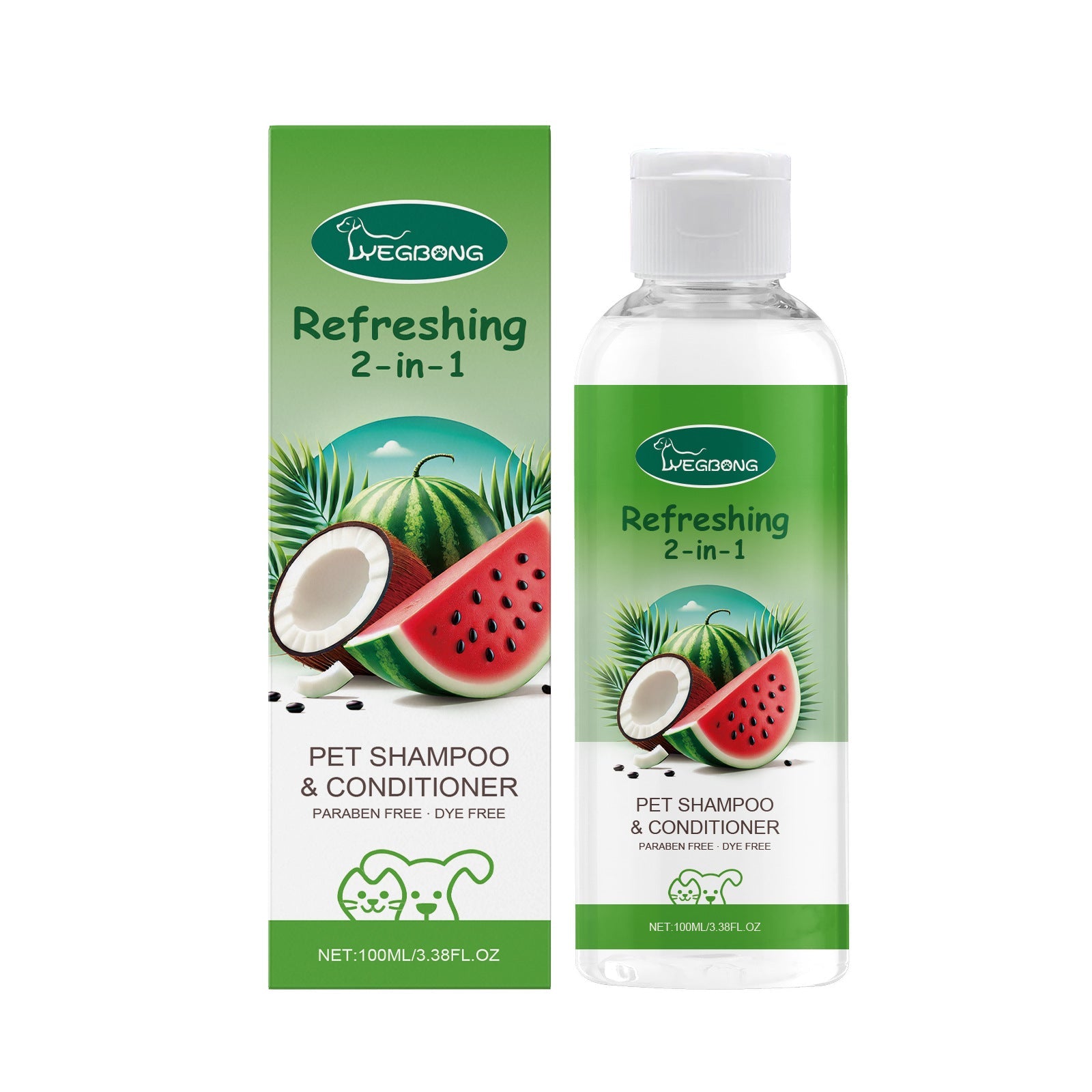 KFX-7736125 2-in-1 Pet Shampoo and Shower Gel with Watermelon and Coconut Extract, 100ml