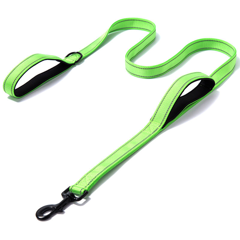 KFX-7738045 Reflective Nylon Dog Leash - Double Thickened, 150cm Length, 2.5cm Width, Multiple Colors Available