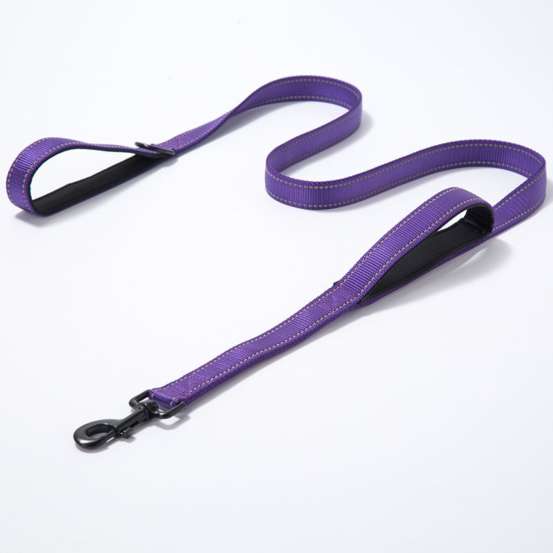 KFX-7738045 Reflective Nylon Dog Leash - Double Thickened, 150cm Length, 2.5cm Width, Multiple Colors Available