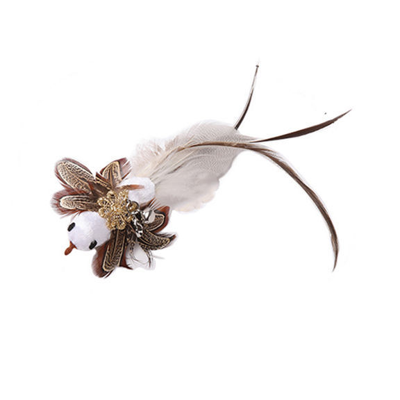 KFX-7739069 Long Elastic Steel Wire Feather Cat Toy with Suction Cup Attachment