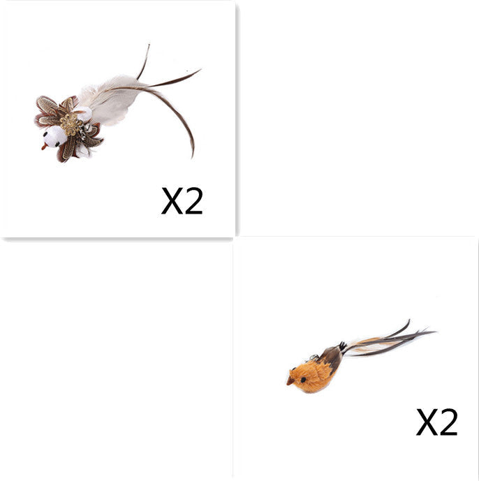 KFX-7739069 Long Elastic Steel Wire Feather Cat Toy with Suction Cup Attachment
