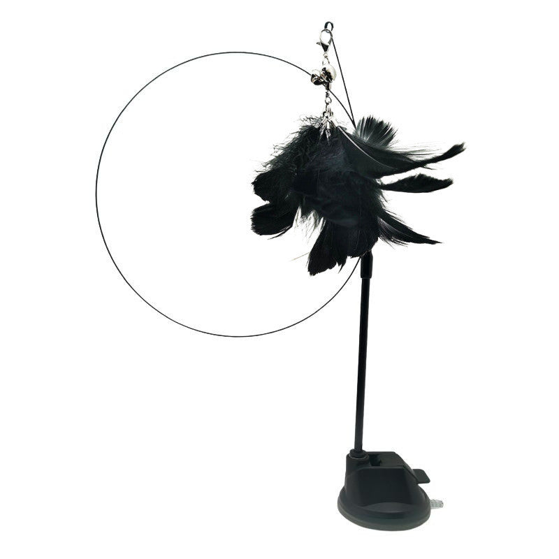 KFX-7739069 Long Elastic Steel Wire Feather Cat Toy with Suction Cup Attachment