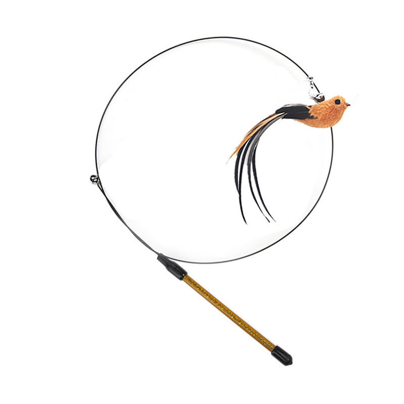 KFX-7739069 Long Elastic Steel Wire Feather Cat Toy with Suction Cup Attachment