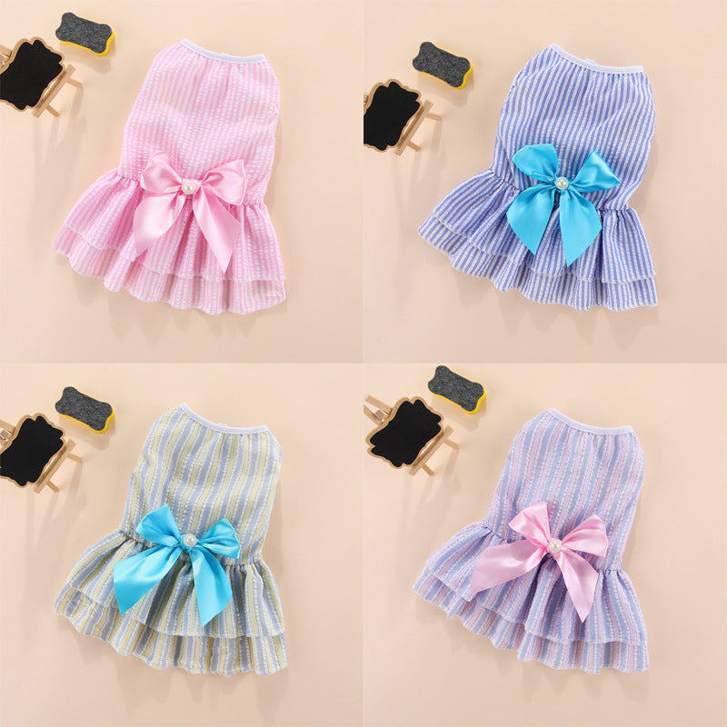 KFX-7740605 Vertical Striped Pet Skirt in Multiple Colors for Cats and Dogs