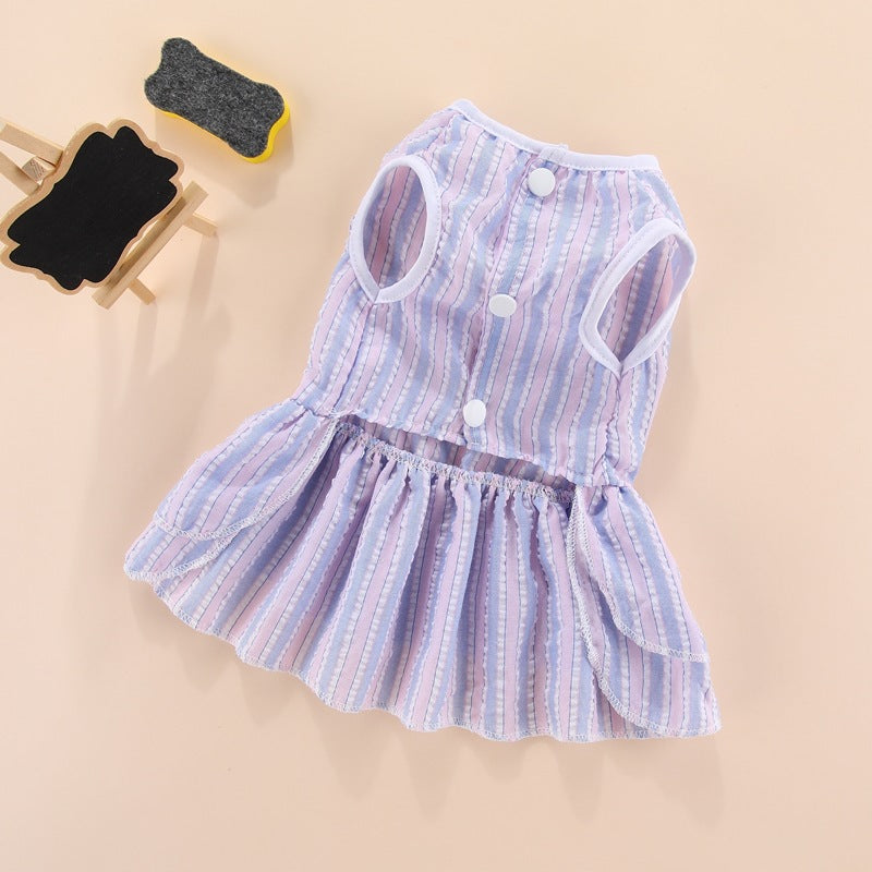 KFX-7740605 Vertical Striped Pet Skirt in Multiple Colors for Cats and Dogs