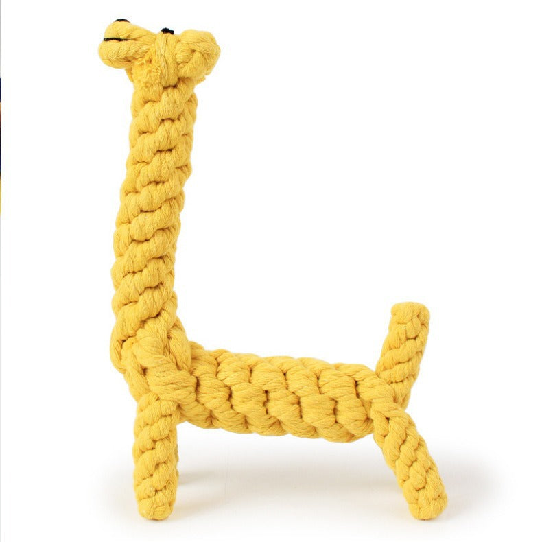 KFX-7742653 Durable Giraffe-Shaped Rope Chew Toy for Small Dogs - Promotes Dental Health and Playtime Fun