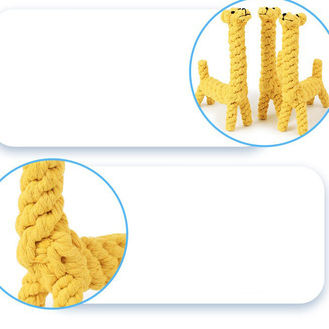 KFX-7742653 Durable Giraffe-Shaped Rope Chew Toy for Small Dogs - Promotes Dental Health and Playtime Fun