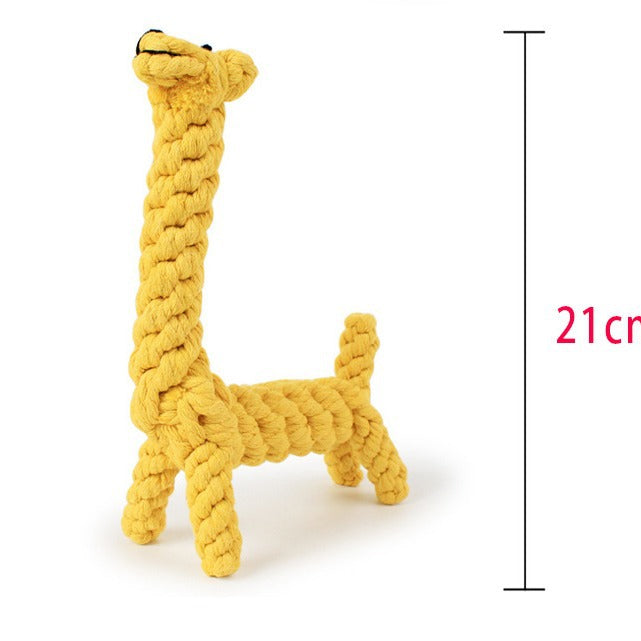 KFX-7742653 Durable Giraffe-Shaped Rope Chew Toy for Small Dogs - Promotes Dental Health and Playtime Fun