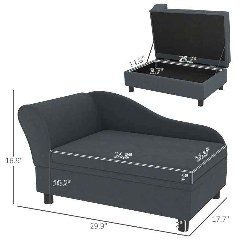 KFX-7745469 Modern Dark Gray Pet Sofa Bed with Hidden Storage for Small Dogs and Cats