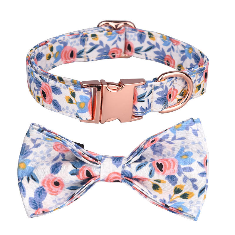 KFX-7745853 Customizable Pure Cotton Pet Collar and Leash Set in Various Floral Patterns