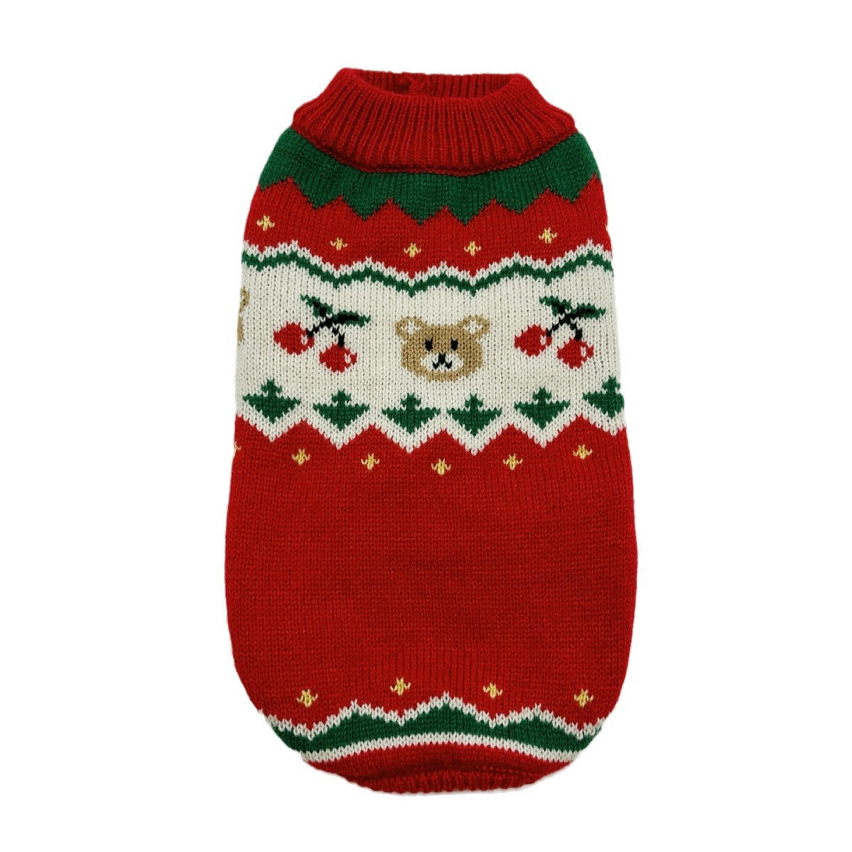 KFX-7747773 Christmas Cherry Red Pet Sweater - Warm Polyester Clothing for Small to XL Pets