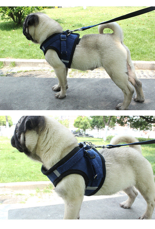 KFX-7749053 Reflective Polyester Dog Leash with Adjustable Vest Design in Multiple Colors