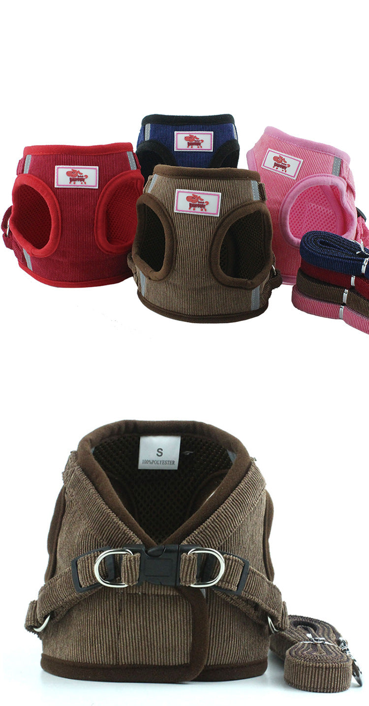 KFX-7749053 Reflective Polyester Dog Leash with Adjustable Vest Design in Multiple Colors