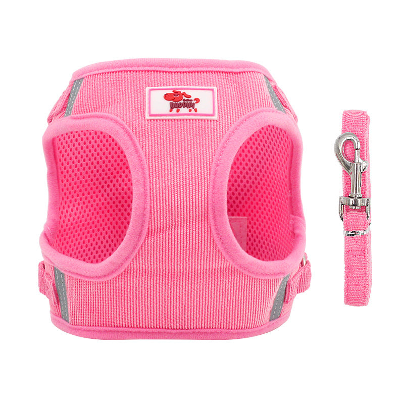 KFX-7749053 Reflective Polyester Dog Leash with Adjustable Vest Design in Multiple Colors