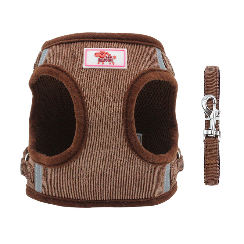 KFX-7749053 Reflective Polyester Dog Leash with Adjustable Vest Design in Multiple Colors