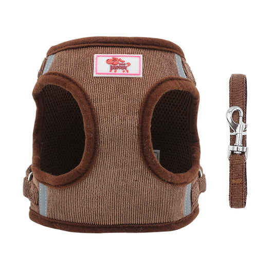 KFX-7749053 Reflective Polyester Dog Leash with Adjustable Vest Design in Multiple Colors