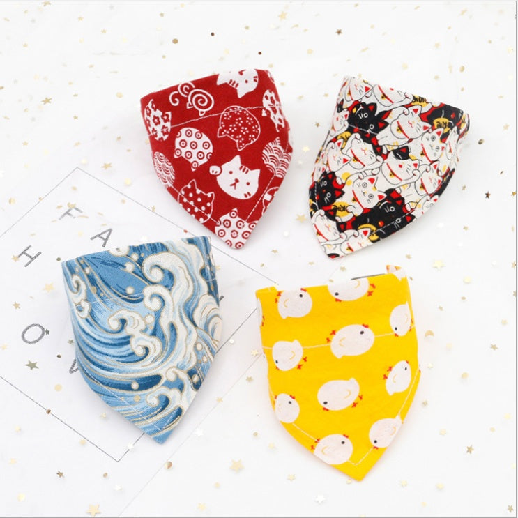 KFX-7752125 Triangle Dog Scarf and Cat Collar for Small Pets - Cute Japanese Design, Multiple Sizes Available