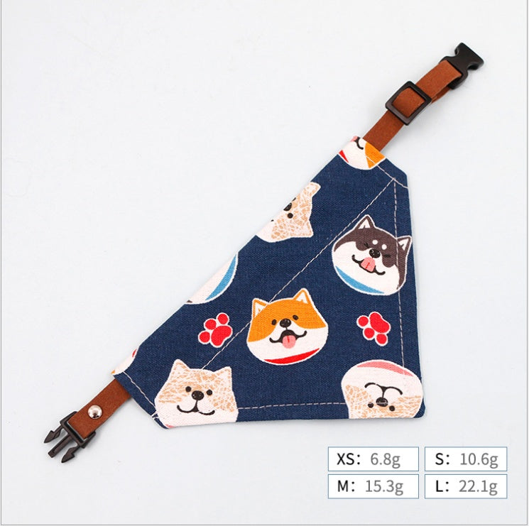 KFX-7752125 Triangle Dog Scarf and Cat Collar for Small Pets - Cute Japanese Design, Multiple Sizes Available