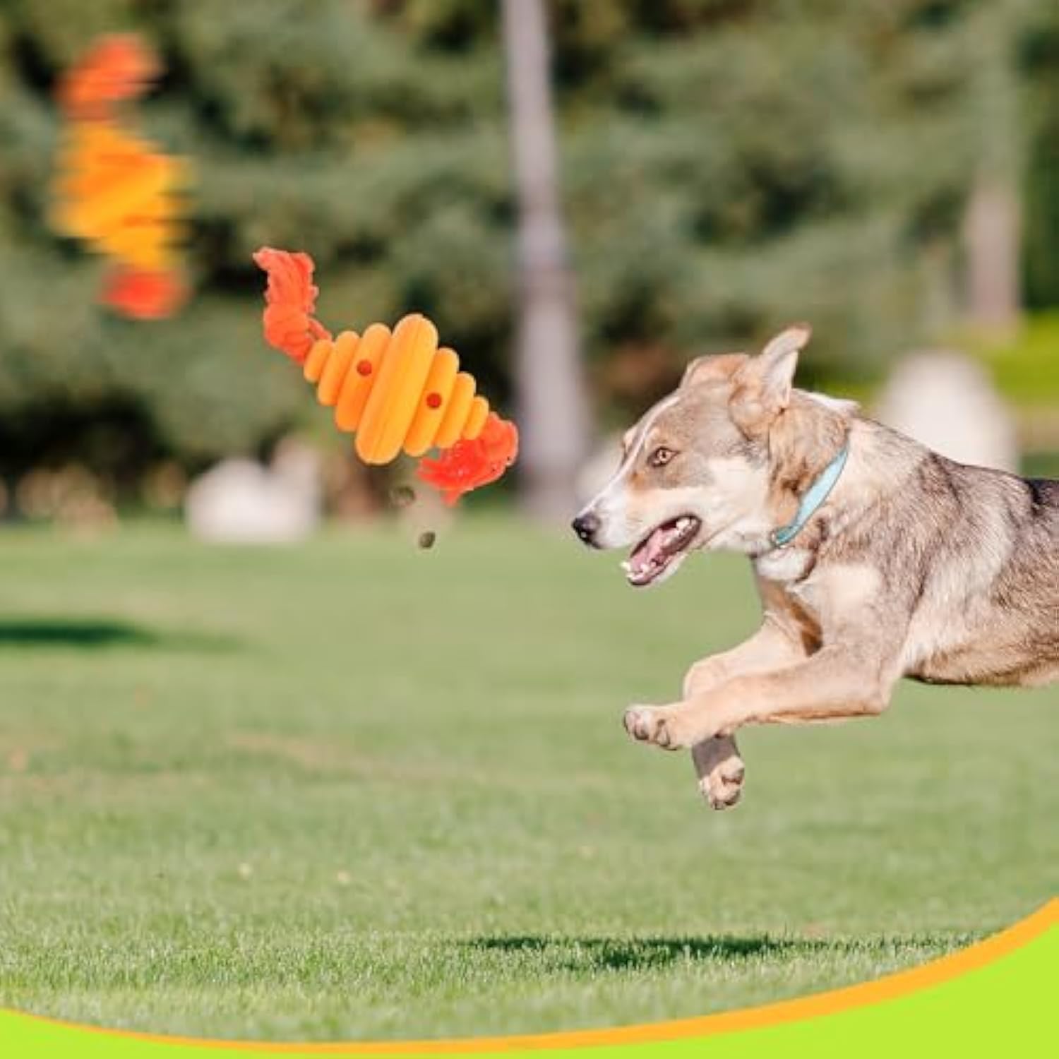 KFX-7753021 Durable Dog Ball with Rope - Interactive Chew and Food Dispenser Toy for Large Dogs