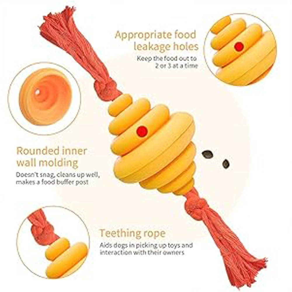 KFX-7753021 Durable Dog Ball with Rope - Interactive Chew and Food Dispenser Toy for Large Dogs