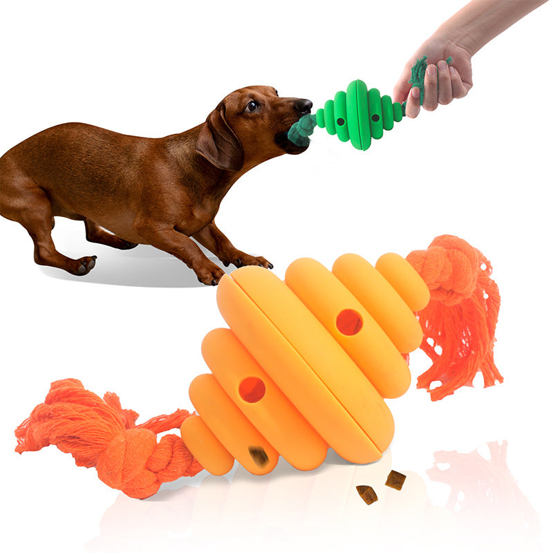 KFX-7753021 Durable Dog Ball with Rope - Interactive Chew and Food Dispenser Toy for Large Dogs