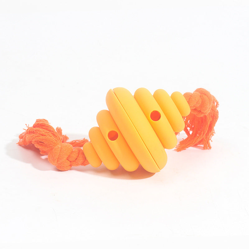 KFX-7753021 Durable Dog Ball with Rope - Interactive Chew and Food Dispenser Toy for Large Dogs