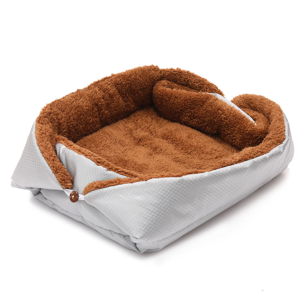 KFX-7753789 Cozy Foldable Plush Pet Bed Mat for Dogs and Cats – Warm Fleece Cushion Ideal for Winter Comfort