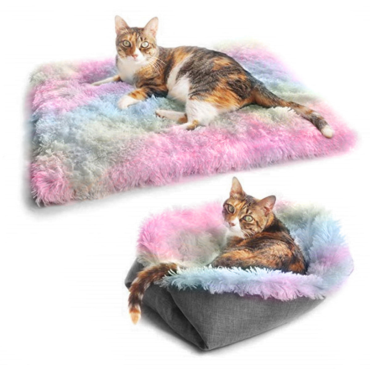 KFX-7753789 Cozy Foldable Plush Pet Bed Mat for Dogs and Cats – Warm Fleece Cushion Ideal for Winter Comfort
