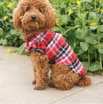 KFX-7753917 Pet Clothing for Small Dogs and Cats - Cute Plaid Shirt in Blue and Red, Size XS to XL