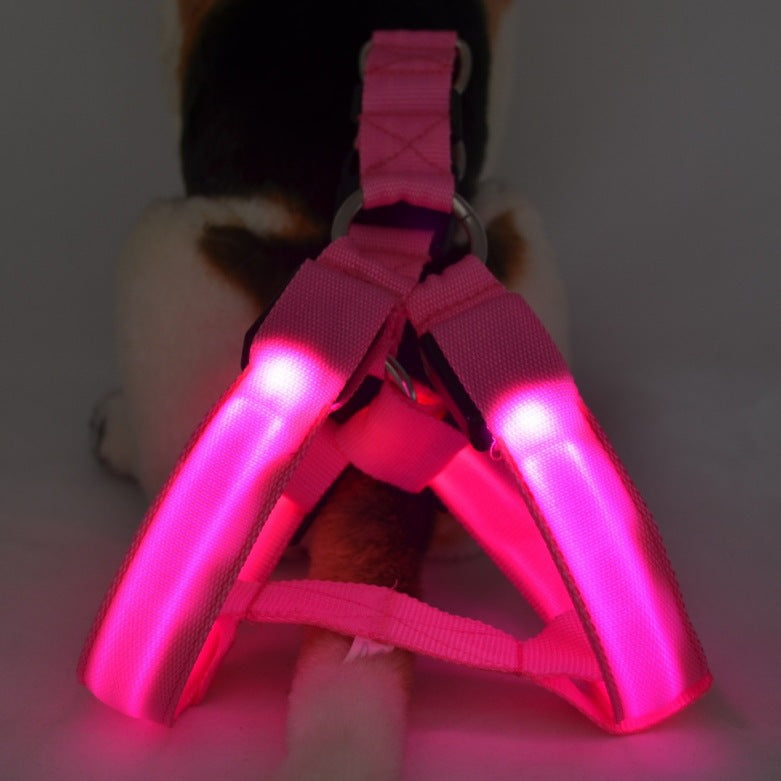 KFX-7754813 LED Illuminated Pet Leashing Vest for Enhanced Night Safety - Multiple Colors Available