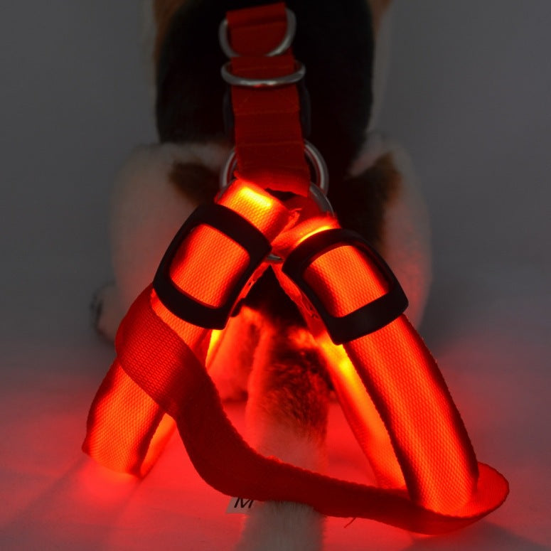 KFX-7754813 LED Illuminated Pet Leashing Vest for Enhanced Night Safety - Multiple Colors Available