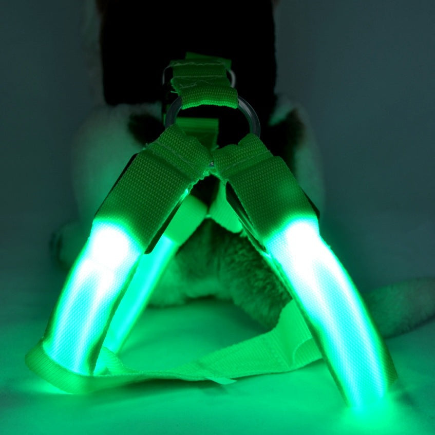KFX-7754813 LED Illuminated Pet Leashing Vest for Enhanced Night Safety - Multiple Colors Available
