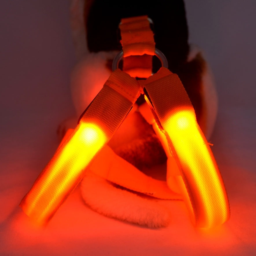 KFX-7754813 LED Illuminated Pet Leashing Vest for Enhanced Night Safety - Multiple Colors Available