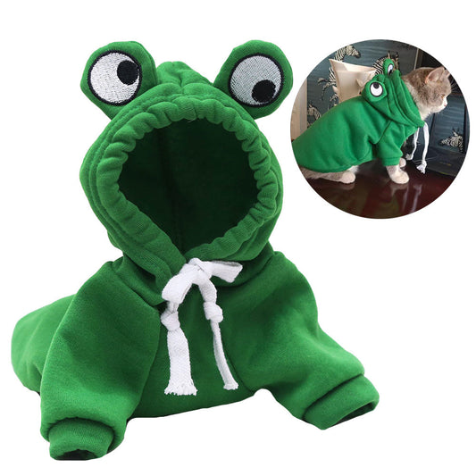 KFX-7755197 Frog Costume Sweatshirt for Small Dogs and Cats – Cozy Hoodies for Autumn Fun