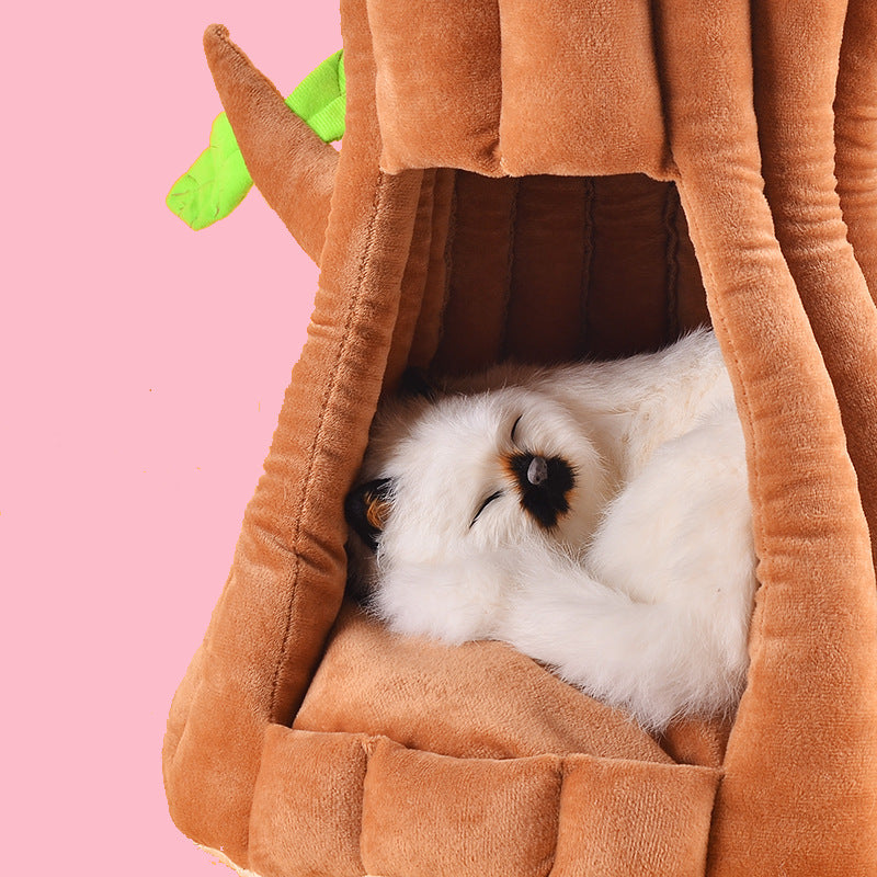 KFX-7755581 Cute Tree-Shaped Cotton Cat Nest in Coffee Color, 45x45x20cm (S) & 55x55x30cm (M)
