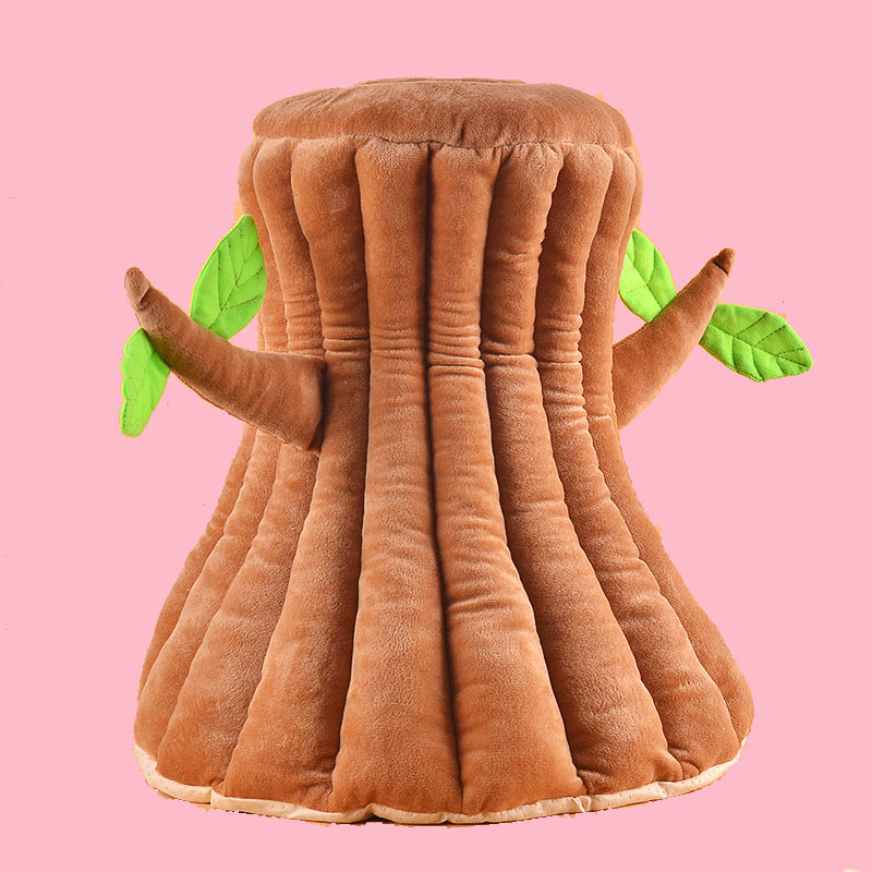 KFX-7755581 Cute Tree-Shaped Cotton Cat Nest in Coffee Color, 45x45x20cm (S) & 55x55x30cm (M)