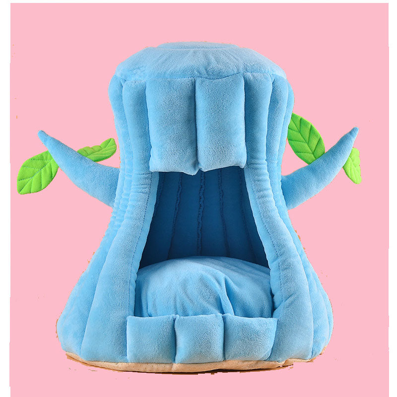 KFX-7755581 Cute Tree-Shaped Cotton Cat Nest in Coffee Color, 45x45x20cm (S) & 55x55x30cm (M)