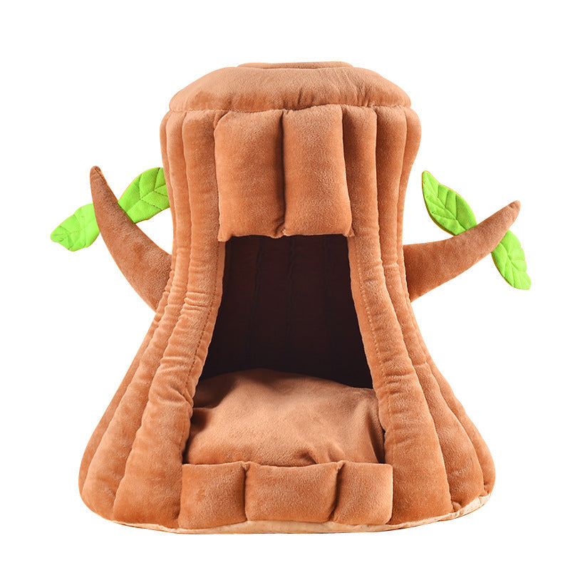 KFX-7755581 Cute Tree-Shaped Cotton Cat Nest in Coffee Color, 45x45x20cm (S) & 55x55x30cm (M)