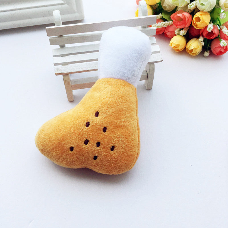 KFX-7756349 Plush Double-Legged Chicken Leg Toy for Dogs - Sounding Bite Toy, 16-18 cm