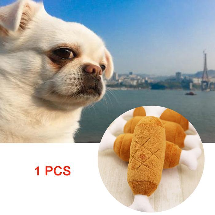 KFX-7756349 Plush Double-Legged Chicken Leg Toy for Dogs - Sounding Bite Toy, 16-18 cm