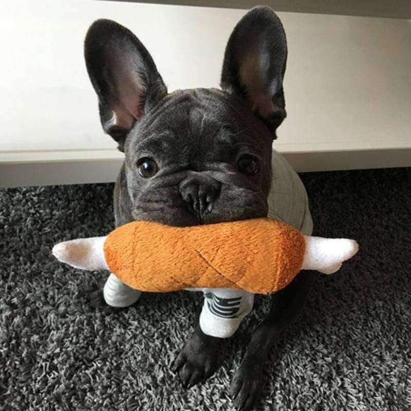 KFX-7756349 Plush Double-Legged Chicken Leg Toy for Dogs - Sounding Bite Toy, 16-18 cm