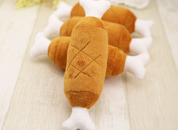KFX-7756349 Plush Double-Legged Chicken Leg Toy for Dogs - Sounding Bite Toy, 16-18 cm