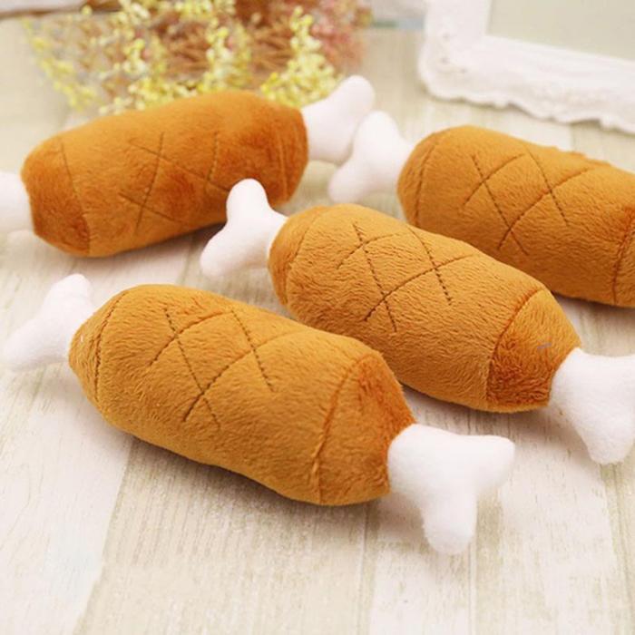 KFX-7756349 Plush Double-Legged Chicken Leg Toy for Dogs - Sounding Bite Toy, 16-18 cm