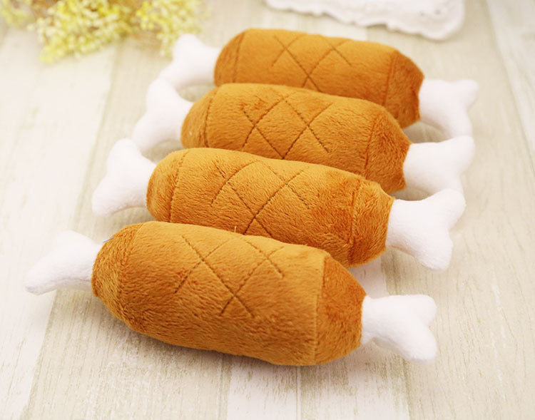 KFX-7756349 Plush Double-Legged Chicken Leg Toy for Dogs - Sounding Bite Toy, 16-18 cm