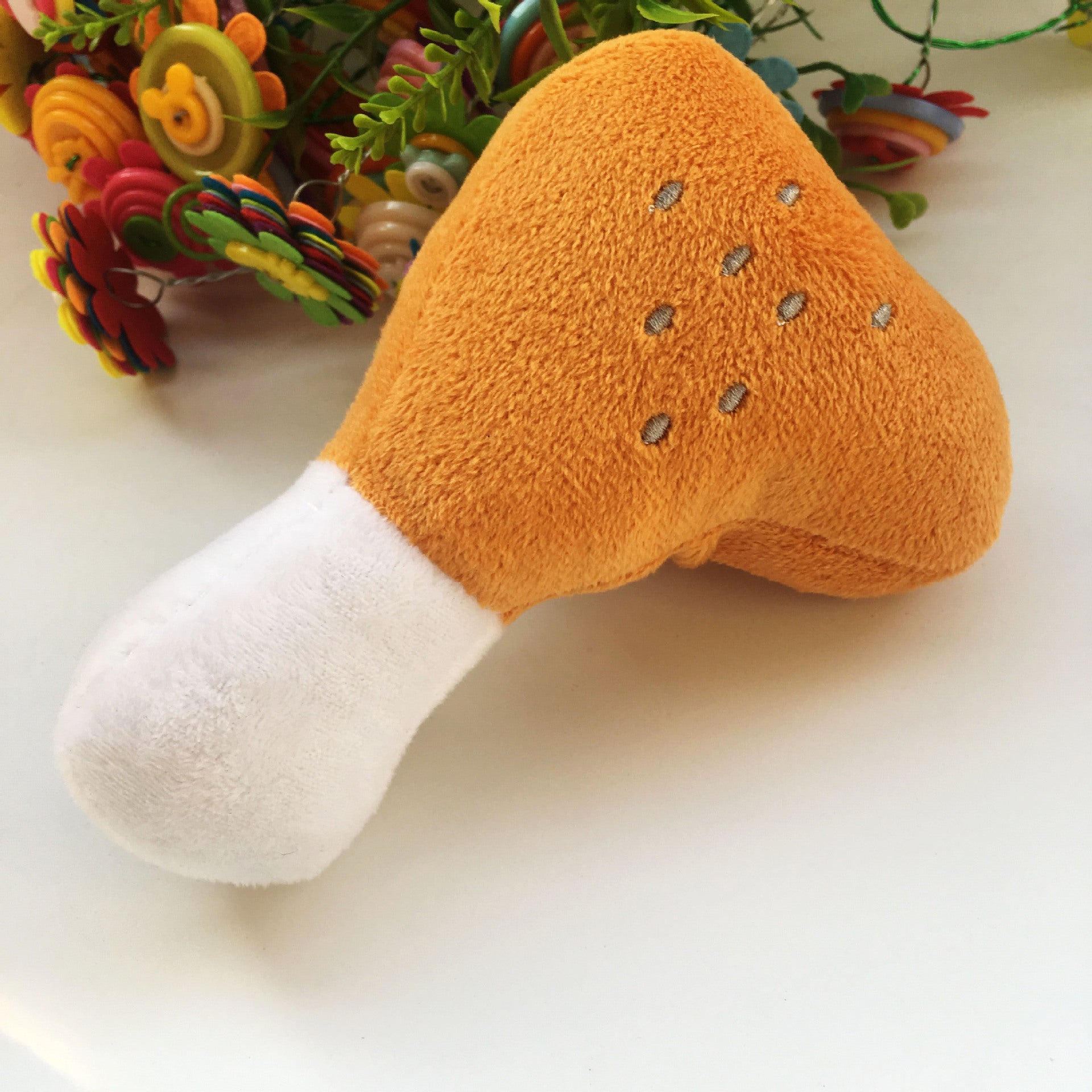 KFX-7756349 Plush Double-Legged Chicken Leg Toy for Dogs - Sounding Bite Toy, 16-18 cm
