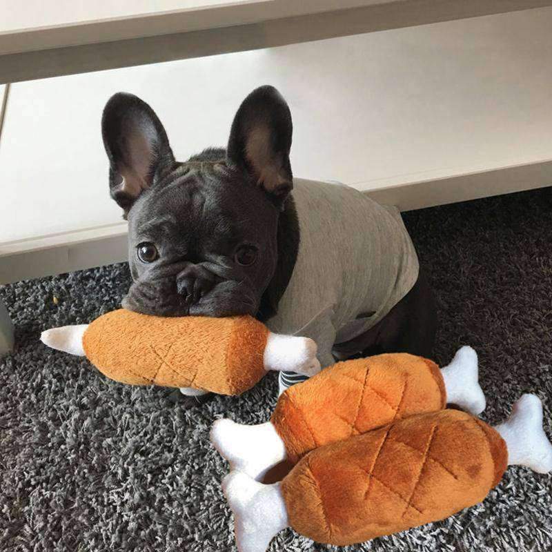 KFX-7756349 Plush Double-Legged Chicken Leg Toy for Dogs - Sounding Bite Toy, 16-18 cm