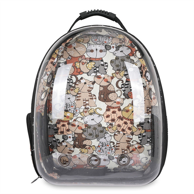 KFX-7757757 Pet Carrier Backpack with Transparent Design and Ventilation for Cats and Dogs