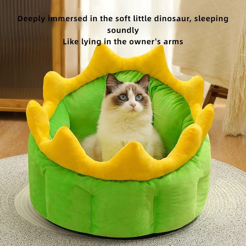 KFX-7759549 Cozy Dinosaur-Themed Soft Pet Nest Bed for Small, Medium, and Large Dogs