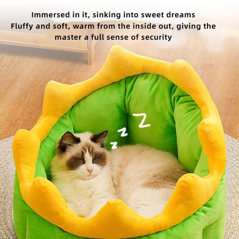 KFX-7759549 Cozy Dinosaur-Themed Soft Pet Nest Bed for Small, Medium, and Large Dogs